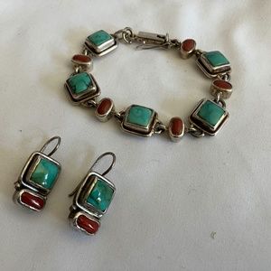 Bracelet and Earrings multi stone